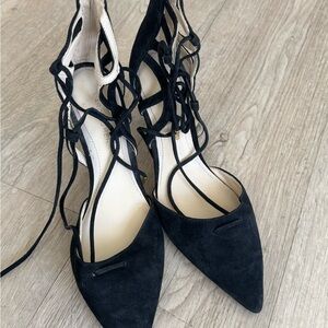 Elegant Black Lace-Up Heels